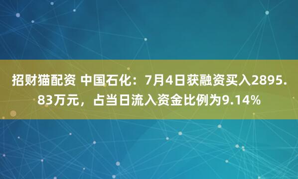 招财猫配资 中国石化：7月4日获融资买入2895.83万元，占当日流入资金比例为9.14%