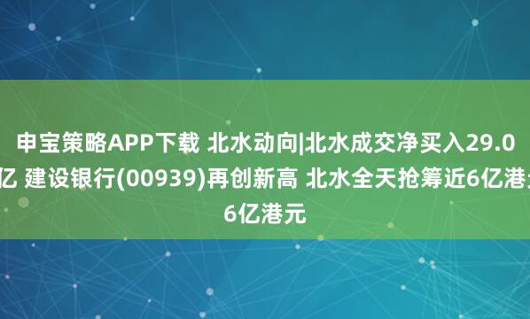 申宝策略APP下载 北水动向|北水成交净买入29.02亿 建设银行(00939)再创新高 北水全天抢筹近6亿港元