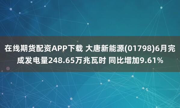 在线期货配资APP下载 大唐新能源(01798)6月完成发电量248.65万兆瓦时 同比增加9.61%