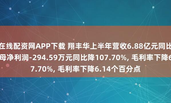 在线配资网APP下载 翔丰华上半年营收6.88亿元同比降2.80%, 归母净利润-294.59万元同比降107.70%, 毛利率下降6.14个百分点