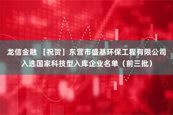 龙信金融 【祝贺】东营市盛基环保工程有限公司入选国家科技型入库企业名单（前三批）